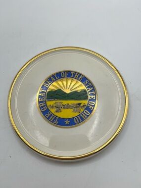Ohio State Seal Ceramic Coaster with Gold Trim